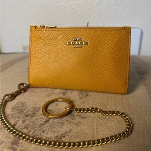 Coach Double Zip Wallet with Gold Chain